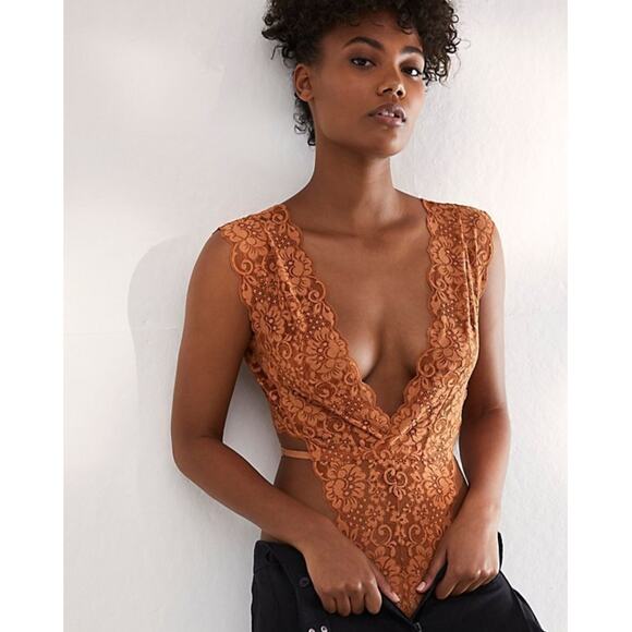 NEW We Are Hah x Free People Cut To The Chase Sheer Lace One-Piece Bodysuit - Picture 1 of 8